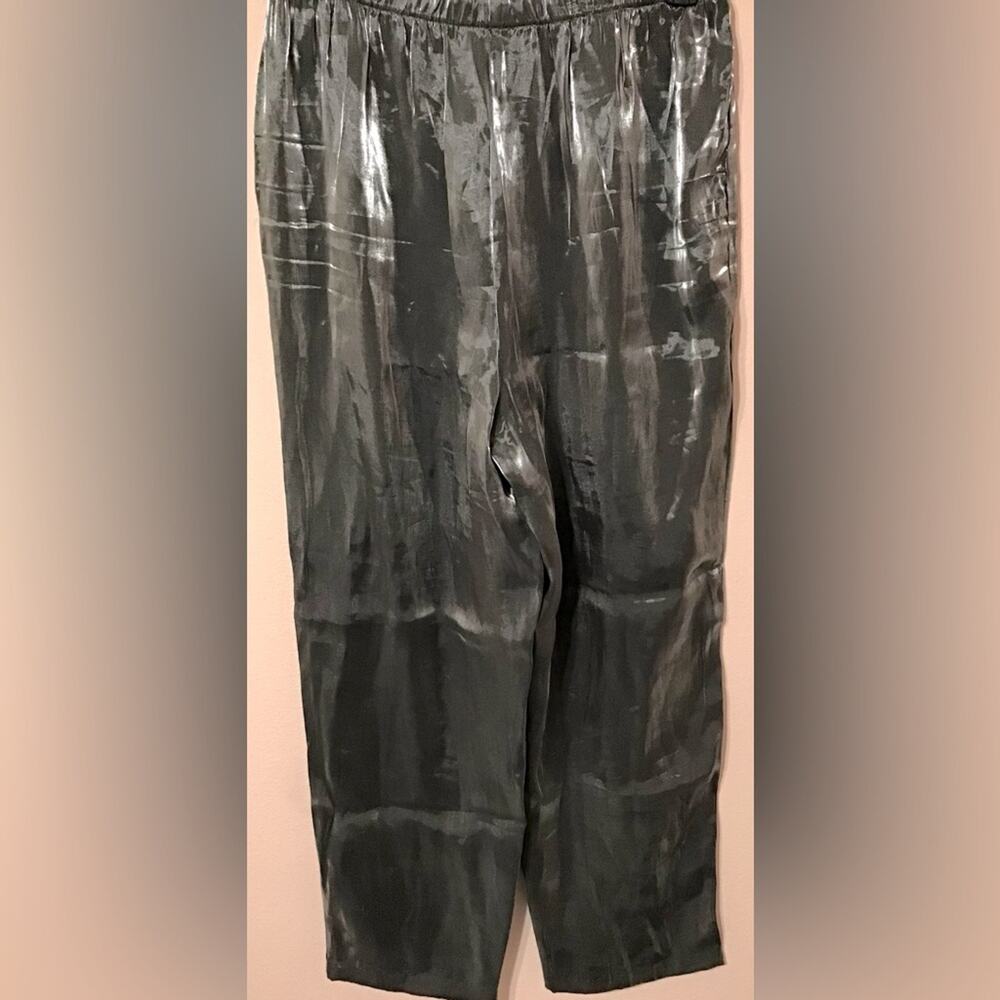 Vintage silver gray elastic waist pull on pants rayon polyester size 16 W